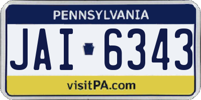 PA license plate JAI6343