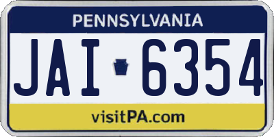 PA license plate JAI6354
