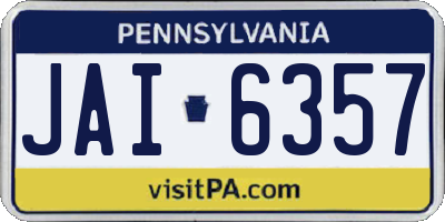PA license plate JAI6357