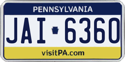 PA license plate JAI6360