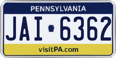 PA license plate JAI6362