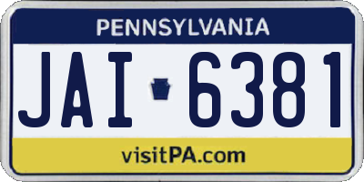 PA license plate JAI6381
