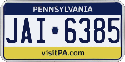 PA license plate JAI6385