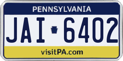 PA license plate JAI6402