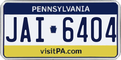 PA license plate JAI6404