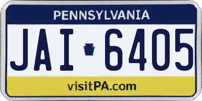 PA license plate JAI6405
