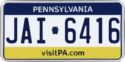 PA license plate JAI6416