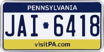 PA license plate JAI6418