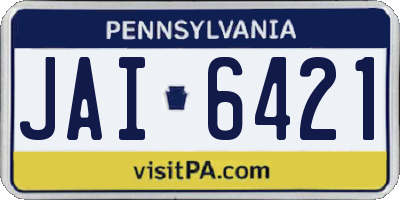 PA license plate JAI6421