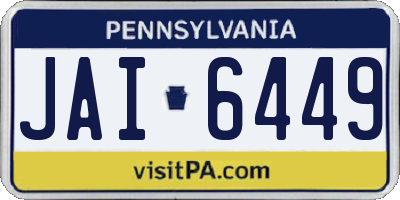 PA license plate JAI6449