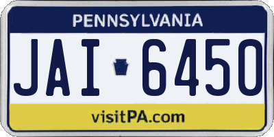 PA license plate JAI6450