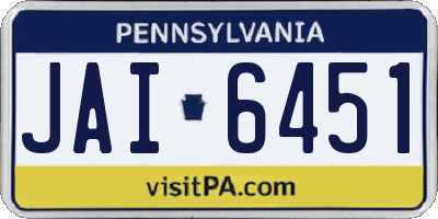 PA license plate JAI6451