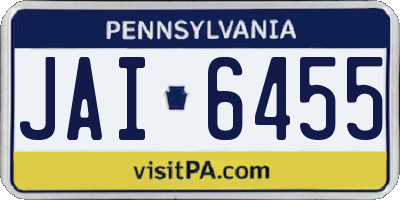 PA license plate JAI6455