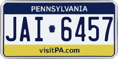 PA license plate JAI6457