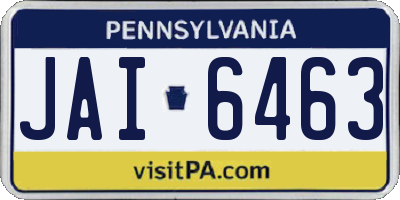 PA license plate JAI6463