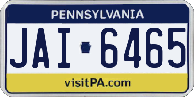 PA license plate JAI6465