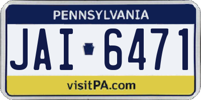 PA license plate JAI6471