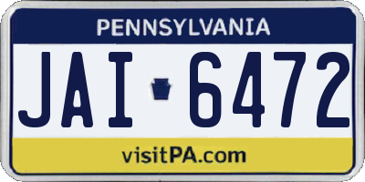 PA license plate JAI6472