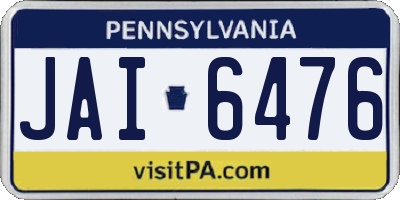 PA license plate JAI6476