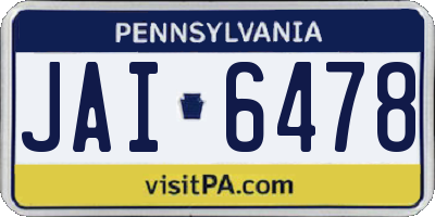 PA license plate JAI6478
