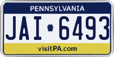PA license plate JAI6493
