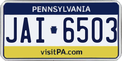 PA license plate JAI6503