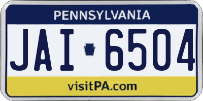 PA license plate JAI6504