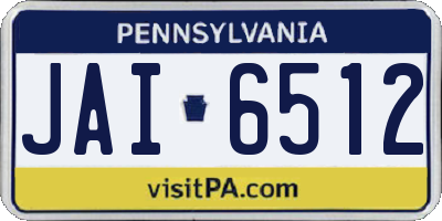 PA license plate JAI6512