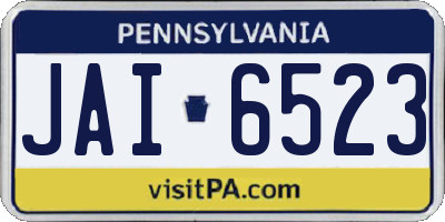 PA license plate JAI6523