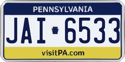 PA license plate JAI6533