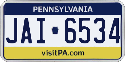 PA license plate JAI6534