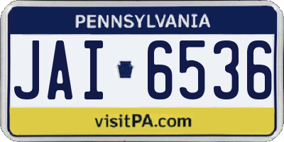 PA license plate JAI6536