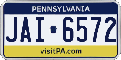 PA license plate JAI6572