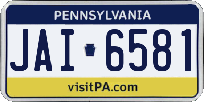 PA license plate JAI6581