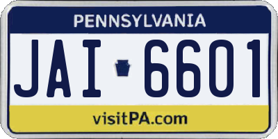 PA license plate JAI6601