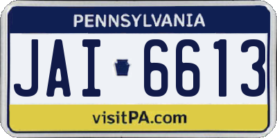 PA license plate JAI6613