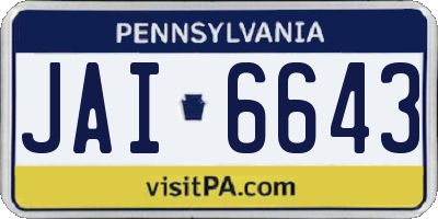 PA license plate JAI6643