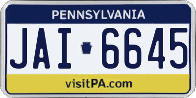 PA license plate JAI6645