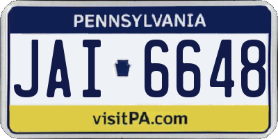 PA license plate JAI6648