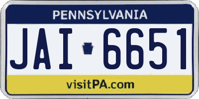 PA license plate JAI6651