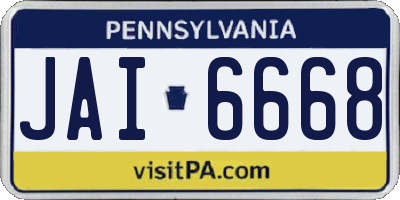 PA license plate JAI6668