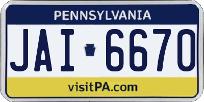 PA license plate JAI6670