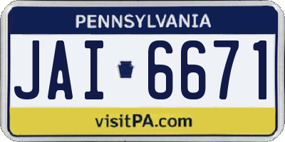 PA license plate JAI6671