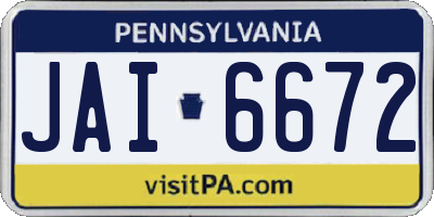 PA license plate JAI6672