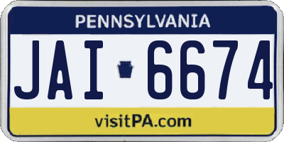 PA license plate JAI6674