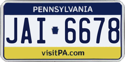 PA license plate JAI6678