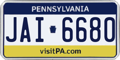 PA license plate JAI6680