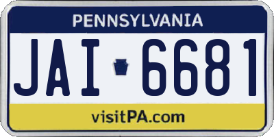 PA license plate JAI6681