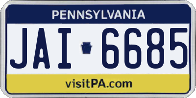 PA license plate JAI6685
