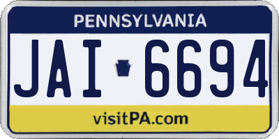 PA license plate JAI6694